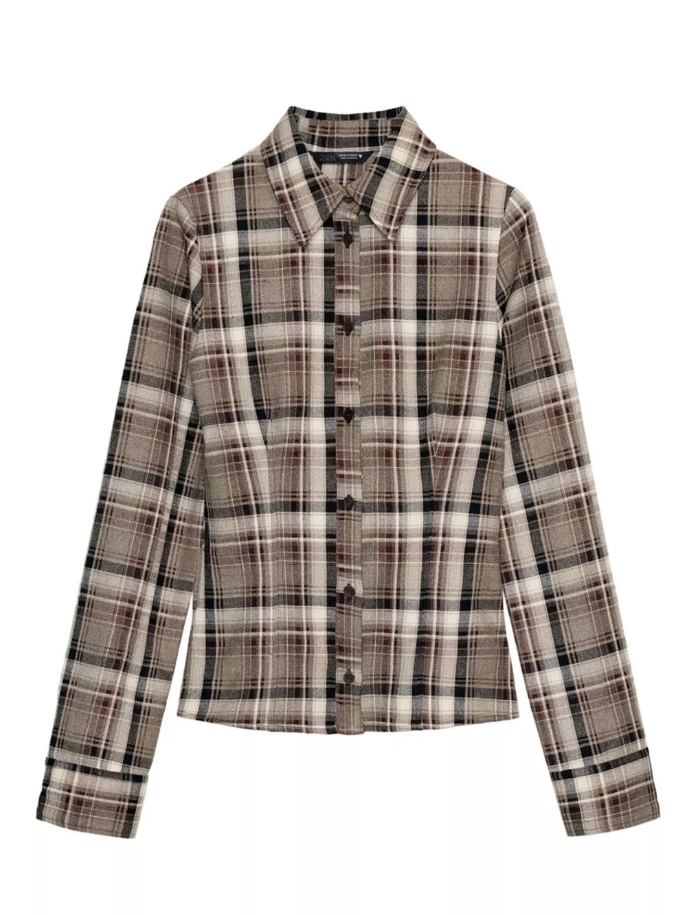 ZARA Plaid Fitted Button-Down Shirt